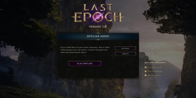 Last Epoch True Offline Log In Menu